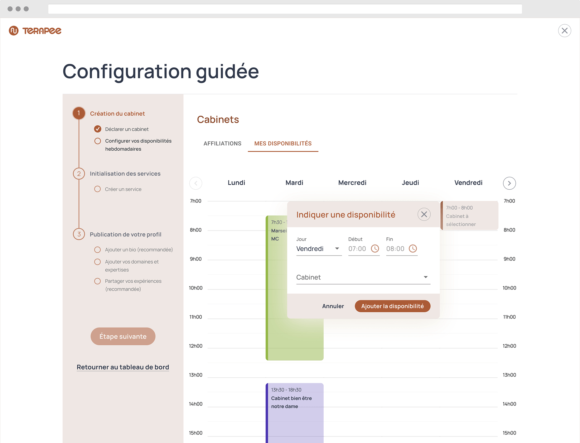 Gérer ses disponibilités